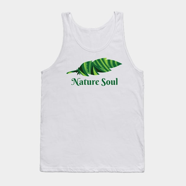 Nature Soul - Green Feather Graphic Illustration GC-104-04 Tank Top by GraphicCharms